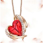 Страстно Колие ANGEL HEART, Crystals from SWAROVSKI® в огнен червен цвят и розово злато, GLORY Код ZD N068