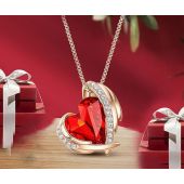 Страстно Колие ANGEL HEART, Crystals from SWAROVSKI® в огнен червен цвят и розово злато, GLORY Код ZD N068
