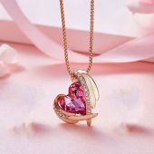 Желано Колие ANGEL HEART, Crystals from SWAROVSKI® в сладък розов цвят и розово злато, GLORY Код ZD N066 FNL