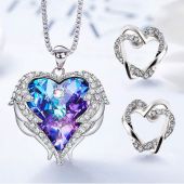Бижута WING of ANGEL, Колие и обеци SWAROVSKI® Crystals в в пъстър розово-лилаво-син цвят Vitrail Light** VL, GLORY Код ZD S069 FNO