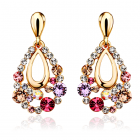 Обеци с кристали SWAROVSKI® КЛЕЪР, 18K Златно покритие, ZERGA BRAND, Код ZG E459