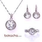 Бижута ПРИНЦЕС Swarovski Elements, колекция Zerga, колие, обеци и пръстен, 18К бяло златно покритие, ZG S813 