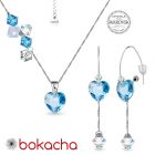 Комплект бижута CANDY HEART с кристали Swarovski®,  Aquamarine AB - Светлосин, Колие и Обеци, Код PR S696
