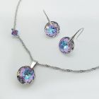 Комплект бижута CYBER с кристали SWAROVSKI® CLASSIC CUT 14мм Vitrail Light** VL, Лилаво-зелен, Колие и Обеци, Код PR S702