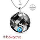 Колие STAR с кристали SWAROVSKI® TWIST 18мм Silver Night** AB - Черен, Код PR N555