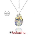 Колие с кристали Swarovski® BIG PEAR DROP 22мм Crystal AB, Бял, Код PR N111
