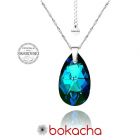 Колие с кристали Swarovski® BIG PEAR DROP 22мм Bermuda Blue BBL, Син, Код PR N112