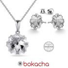 Бижута декорирани със SWAROVSKI® JELLY FISH Crystal - Бял цвят, Колие и Обеци (14 и 10 мм), Код PR S588