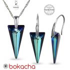 Бижута с кристали Swarovski® SPIKE 18 мм, Crystal - Bermuda Blue BBL, Син цвят, Колие и Обеци, Код PRFNO S615