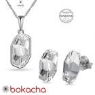 Бижута с кристали SWAROVSKI® METEOR Crystal, Бял цвят, Колие с обеци на винт, Код PR S653