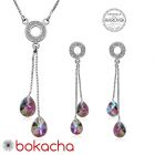 Бижута AMIKOS SWAROVSKI® MINI PEAR Vitrail Light** VL, Лилаво-зелен, Колие и Обеци, 8мм, Код PR S460