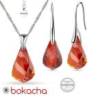 Бижута  с кристали Swarovski® HELIX Red Magma, Колие и Обеци 18 мм, Червен цвят, Код PR S605