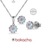 Бижута с кристали Swarovski® CHATON, 9 и 7 мм, Crystal, Бял цвят, Колие и Обеци, Код PR S616 