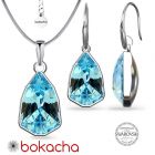 Бижута с кристали SWAROVSKI® SLIM TRILLIANT Aquamarine, Син цвят, Колие и обеци Код PR S630A