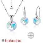 Бижута с кристали Swarovski® RIVOLI Crystal Aurore Boreale** AB, Бял, Колие и обеци 8мм,  Код PR S370A