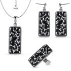 Бижута с кристали Swarovski® CRYSTAL ROCK Silver Night** AB - Черен, Колие, Обеци и Пръстен, Код PR S604 - 3