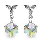 Обеци PASSION SWAROVSKI® CUBE 8мм Crystal AB, Бял цвят, Код ZG PR E424