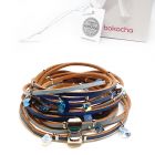 Кожена гривна MILITARY с кристали SWAROVSKI®, син микс, естествена кожа, Код PR B671