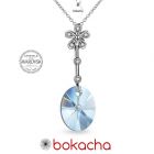 Колие FLOWER SWAROVSKI® OVAL 12мм, Blue Shade**, Син, Код PR N477