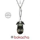 Колие SHINE SWAROVSKI® PEAR DROP 16мм Silver Night** AB - Черен, Код PR N432