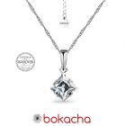 Колие с кристали SWAROVSKI® SQUARE 6 мм, Crystal - Бял цвят, Код PR N613