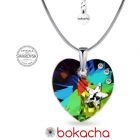 Колие STAR с кристали SWAROVSKI® HEART Vitrail Medium** VM, Зелен цвят, Код PR N575