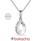 Колие с кристали SWAROVSKI® PEAR 14мм, Crystal, Бял, Код PR N573