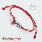 Гривна с червен конец Слонче за Късмет, ELEPHANT SWAROVSKI® BICONE, CRYSTAL & SIAM, бял и червен цвят, Код PR B659
