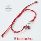 Гривна с червен конец Безкрайност за Късмет и Любов, INFINITY SWAROVSKI® BICONE,CRYSTAL & SIAM, бял и червен цвят, Код PR B654 FNL