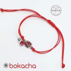 Гривна с червен конец Калинка за Късмет, LADYBIRD SWAROVSKI® BICONE, CRYSTAL & SIAM, бял и червен цвят, Код PR B655