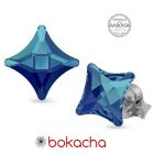 Обеци украсени със SWAROVSKI® STARLET 8мм Bermuda Blue BBL, Crystal, Син, Код PR E590