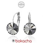 Обеци с кристали Swarovski® RIVOLI 12мм Silver Night** AB - Черен, Код PR E028