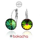 Обеци с кристали Swarovski® RIVOLI 12мм Vitrail Medium** VM, Зелен цвят, Код PR E024