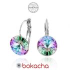 Обеци с кристали Swarovski® RIVOLI 12мм Vitrail Light** VL- Лилаво-зелен, Код PR E023