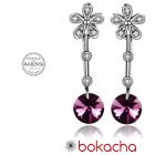 Обеци FLOWER SWAROVSKI® RIVOLI 8мм Ametyst АВ, Лилав Аметист, Код PR E311