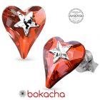 Обеци STAR, украсени със SWAROVSKI® кристали WILD HEART Red Magma**,Червен цвят, Код PR E577