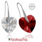 Обеци МАРТЕНИЦА SWAROVSKI® HEART CRYSTAL & SIAM, бял и червен цвят, Код PR E435