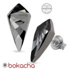 Обеци украсени със SWAROVSKI® KITE FANCY Crystal на винт, ръчна изработка в Silver Night** AB - Черен цвят, Код PR E607