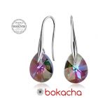 Обеци с кристали Swarovski® MINI PEAR 8мм Vitrail Light** VL, Лилаво-зелен, Код PR E416