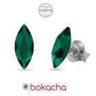 Обеци украсени със SWAROVSKI® MARQUISE Emerald 8x3,5 мм - Зелен цвят, Код PR E594