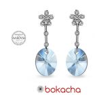 Обеци FLOWER SWAROVSKI® OVAL 12мм Blue Shade**, Син, Код PR E477