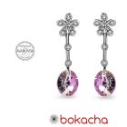 Обеци FLOWER SWAROVSKI® OVAL 8мм Vitrail Light** VL, Лилаво-зелен, Код PR E476