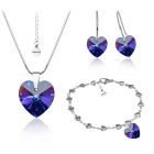 Бижута SWAROVSKI® HEART Heliotrope** HEL АВ, Тъмно син, Колие,обеци и гривна (14, 10, 10 мм),  Код PR S006A