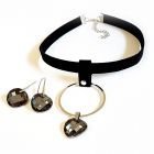 Бижута с кристали Swarovski® TWIST 18мм Silver Night** AB - Черен, Чоукър и Обеци, Код PR S521