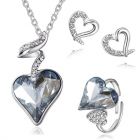 Колие, обеци и пръстен NICE HEART IN LOVE, Бижута GLORY SWAROVSKI® Crystals, Код ZD S063-3