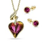 Прелестни Бижута AMETHYST HEART IN LOVE, Колие и обеци GLORY SWAROVSKI® Crystals, Код ZD S062