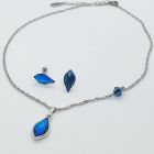 Комплект бижута SPARK с кристали SWAROVSKI® FLAME 14мм Bermuda Blue BBL - Син цвят, Колие и Обеци, Код PR S704