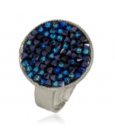 Пръстен с кристали Swarovski® CRYSTAL ROCK, Bermuda Blue BBL - Син, Код PR R440A