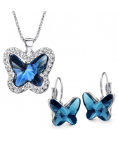 Бижута с кристали SWAROVSKI® BUTTERFLY BLUE, Колие и Обици GLORY, Код ZD S458