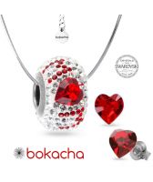 Комплект бижута БЕЗЦЕННА ЛЮБОВ с талисман Swarovski® PAVE BEADS, Light Siam АВ - Червен, Колие и Обеци, Код PR S678